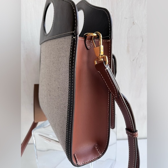 BURBERRY Horseferry Logo Canvas and Leather Pocket Bag - Picture 8 of 14